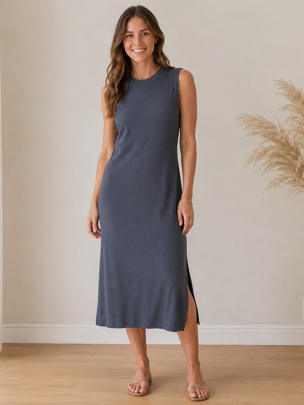 Haven Well Within by Talbots Ribbed Midi Dress M
